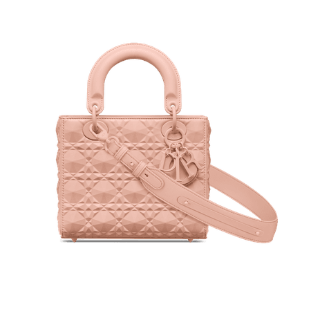 Small Lady Dior My ABCDior Bag Rose Des Vents Cannage Calfskin with Diamond Motif | DIOR
