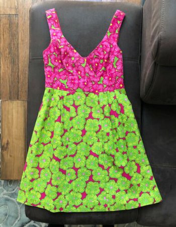 Nanette Lepore Pink/Green Floral Empire Waist Sleeveless Cut-Out Sundress Sz 4 | eBay