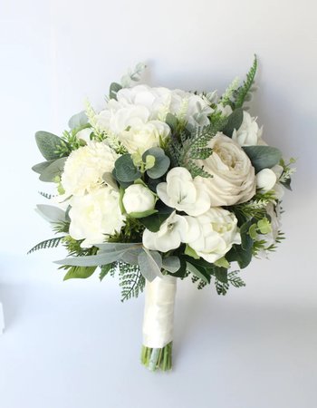 Artificial white ivory wedding flower bouquet, Real Touch bridal flower bouquet, Faux flower bouquet 💐