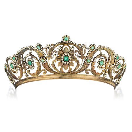 Emerald and sea pearl Peñas tiara