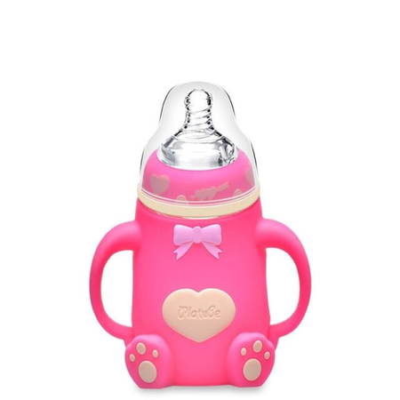 dark pink bear baby bottle