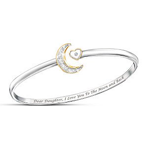 I Love You To The Moon And Back Solitaire Diamond Daughter Bracelet