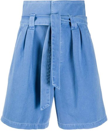 Fontana paperbag-waist high-rise denim shorts