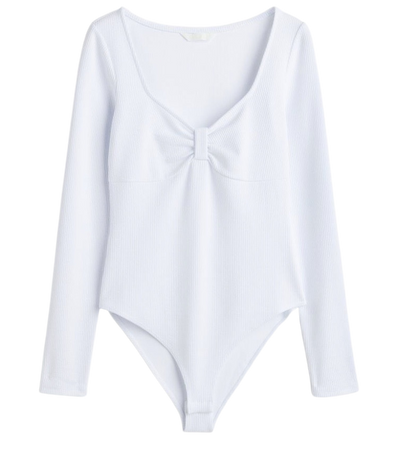 White Ribbed Jersey Bodysuit