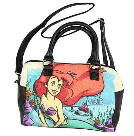 Loungefly Disney The Little Mermaid Ariel Canvas & Faux Leather Barrel Bag: Clothing