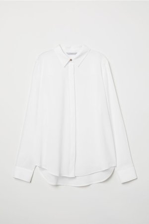 Long-sleeved Blouse - White - Ladies | H&M US