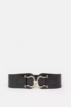 Leather Chunky Stretch Waist Belt | Karen Millen