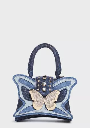 Dolls Kill x Bratz Denim Glitter Butterfly Bag - Blue