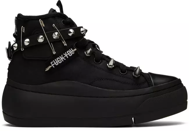 Black Studded Kurt High-Top Sneakers by R13 on Sale