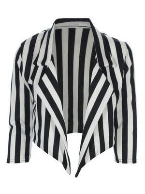 black and white striped blazer cropped