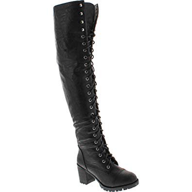 thigh high leather lace up boots - Google Search
