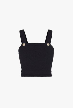 Black Knit Crop Top for Women - Balmain.com