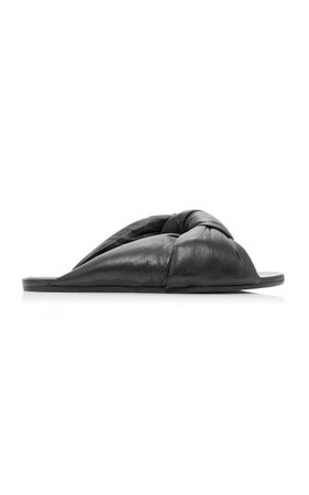 Drapy Leather Slide Sandals By Balenciaga | Moda Operandi