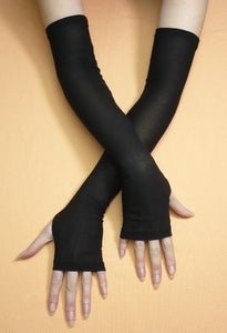 Estylissimo — Black long Fingerless Gloves Gothic and Cyber Style, Stretchy Armwarmers, Belly Dance Style, Vampire