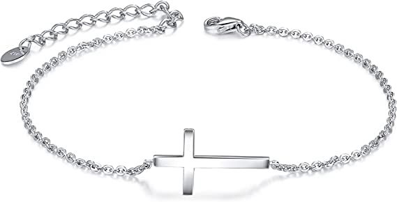 Amazon.com: CHIC & ARTSY Cross Bracelet 925 Sterling Silver Sideways Cross Christian Bracelets for Women Faith Catholic Bracelet Religious Bracelets Adjustable: Clothing, Shoes & Jewelry