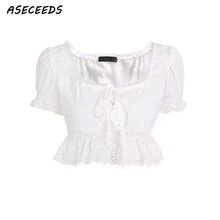 Korean fashion sexy crop top vintage lace tunic blouses women shirts white black ruffle summer tops for women 2019 streetwear-in Blouses & Shirts from Women's Clothing on Aliexpress.com | Alibaba Group