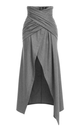 Draped Asymmetric Flannel Skirt By Balmain | Moda Operandi