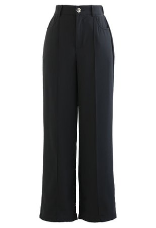 Breezy Solid Color Casual Pants in Black - Retro, Indie and Unique Fashion