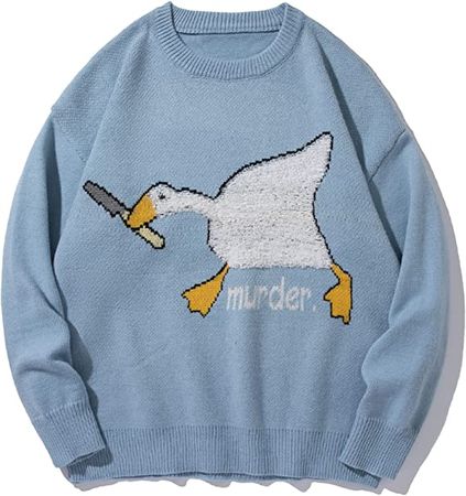 Amazon.com: Goose Duck Cartoon Printed Harajuku Korean Style Knitted Sweater Murder Oversize Pullovers Unisex Clothing : Clothing, Shoes & Jewelry