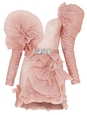 pink mini dress with ruffles