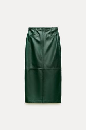 ZW COLLECTION LEATHER PENCIL SKIRT - Green | ZARA United States