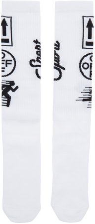 Off-White: White & Black Long Sports Socks | SSENSE