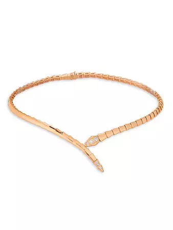 Shop BVLGARI Serpenti Viper 18K Rose Gold & Pavé Diamond Necklace | Saks Fifth Avenue