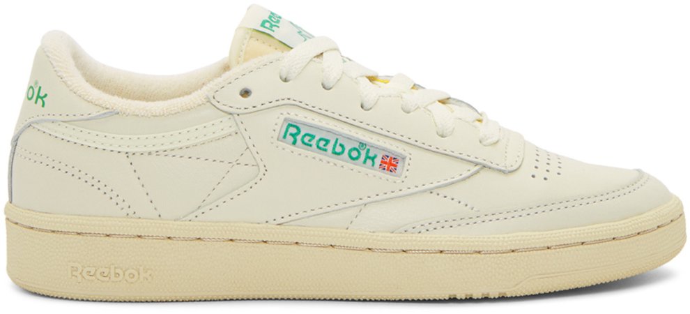 Reebok Classics: Off-White & Green Club C 85 Vintage Sneakers | SSENSE