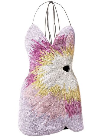 AREA crystal-embellished Mini Dress - Farfetch