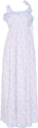 Ruffled Floral Linen Maxi Dress