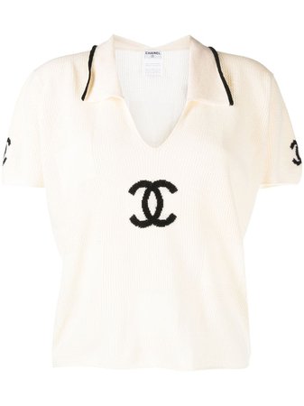 Chanel Pre-Owned 2001 Embroidered Logo T-shirt - Farfetch