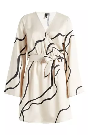 VERO MODA Merle Print Tie Waist Long Sleeve Faux Wrap Dress | Nordstrom