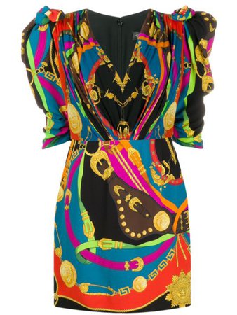 Shop Versace Barocco Rodeo print mini dress with Express Delivery - FARFETCH