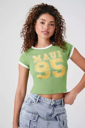Maui 95 Graphic Ringer Baby Tee