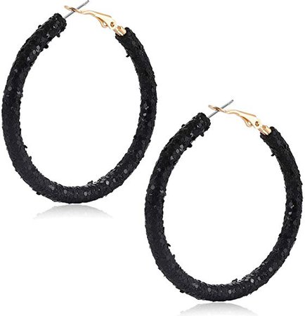 Amazon.com: Urwomin Rhinestone Hoop Earrings for Women Handmade Bohemian Glitter Wrapped Hoop Dangle Earring Circular Shiny Sequins Beach Earrings (Black): Jewelry