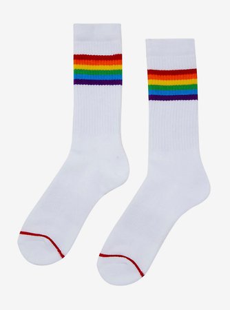 Rainbow Striped Varsity Crew Socks