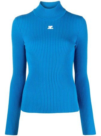 Courrèges logo-embroidered roll-neck Jumper - Farfetch