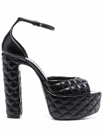 Shop Saint Laurent quilted-effect sandals with Express Delivery - FARFETCH