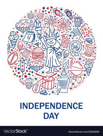 Happy fourth of july card hand drawn decoration Vector Image