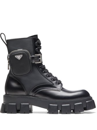 Prada ankle pouch combat boots black 2UE007FD0023L09 - Farfetch