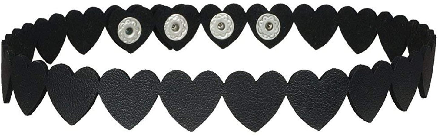 AmazonSmile: AsherKeep - Premium Black Vegan Leather Choker and Collar Necklace - Adjustable - Heart Collection Collar: Jewelry