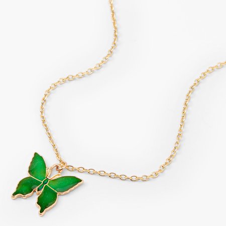 Emerald Green Butterfly Pendant Necklace | Claire's