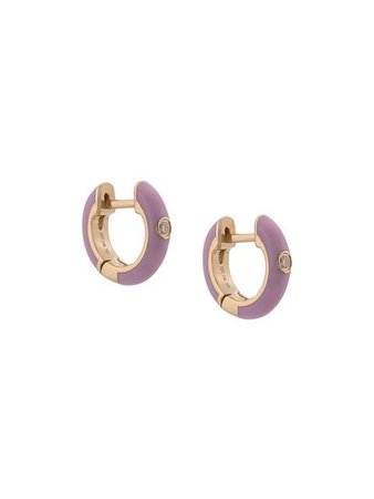 Ef Collection 14kt yellow gold purple enamel diamond earrings