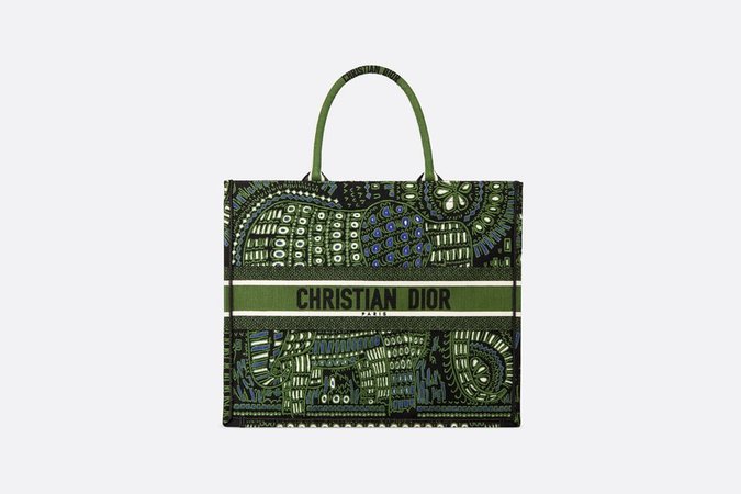 Green Dior Book Tote Dior Animals Embroidered Canvas Bag - Bags - Woman | DIOR