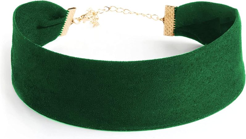 Amazon.com: STACKABLE CREATIONS Wide Thick Green Velvet Choker Necklace for Women, Girls, Kids | Plain Gothic Collar Jewelry | Valentines Day, Halloween Maleficent Simple Ribbon Victorian Cameo Choker: Clothing, Shoes & Jewelry
