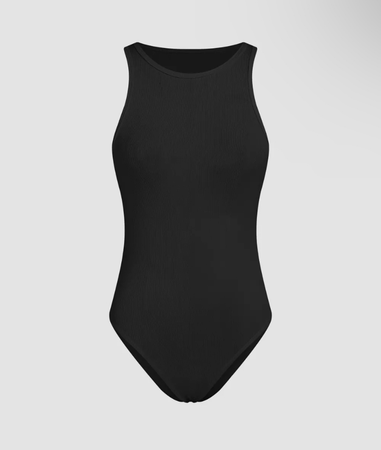 black sleeveless bodysuit