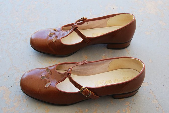 Vintage 60s T Strap Mary Janes Mod Brown Ballet Flats 1960s | Etsy