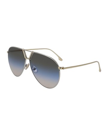Victoria Beckham Classic V Oversize Aviator Sunglasses | Neiman Marcus