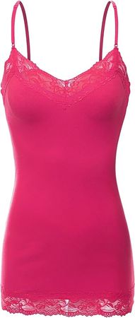 Bozzolo Women's Lace Neck Camisole Top, Small, Scarlet Red at Amazon Women’s Clothing store
