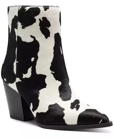 Black White Cow INC International Concepts I.N.C. Women's Saphira Block-Heel Booties, Created for Macy's & Reviews - Boots - Shoes - Macy's